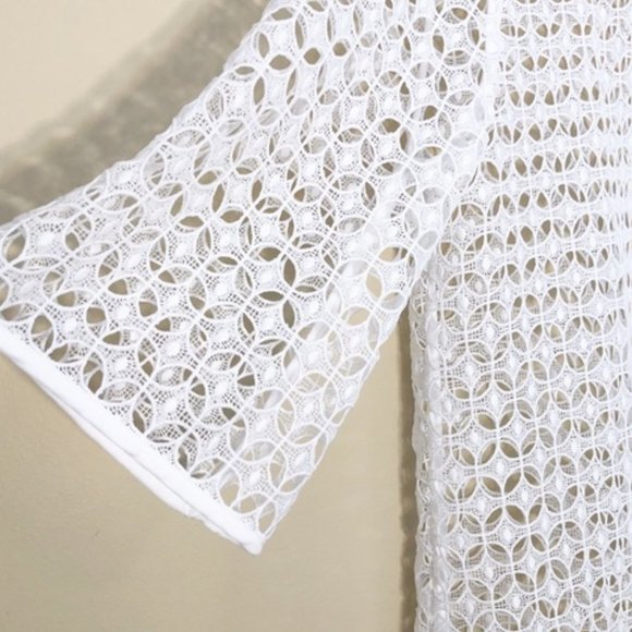 LOFT Crochet Lace 3/4 Sleeve Top - Picture 4 of 11